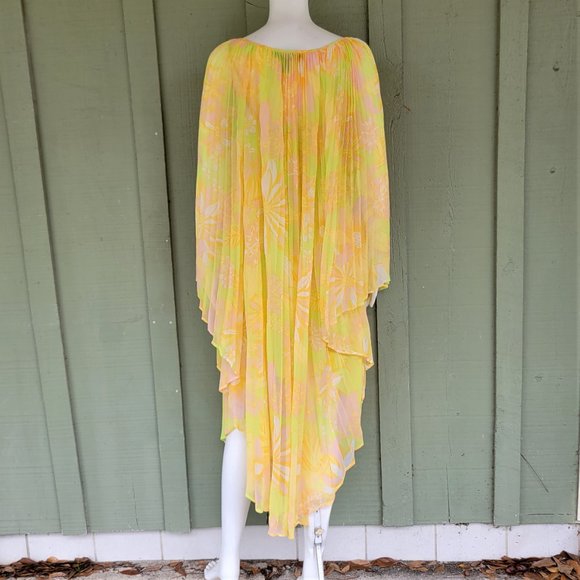 NWT MODCLOTH Floral Accordion Pleated Silky Chiffon Dress Medium M - Picture 4 of 5